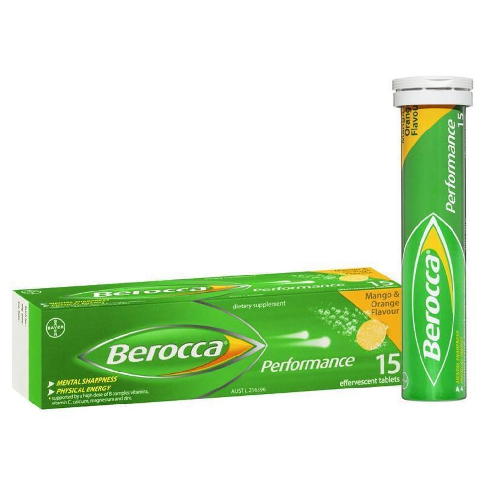 베로카 에너지 비타민 망고 and 오렌지 기포성 개 15 팩 Berocca Energy Vitamin Mango and Orange Effervescent Tablets 15 pack