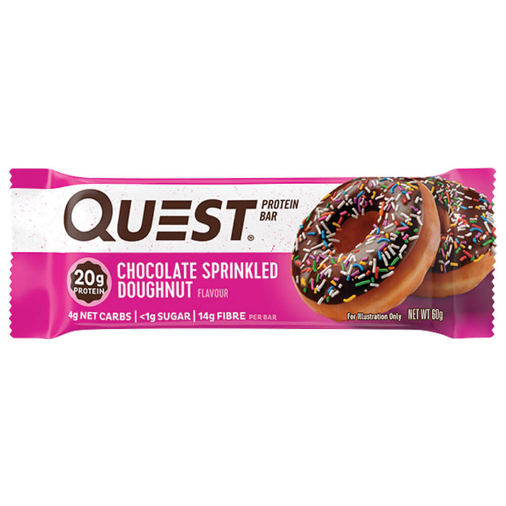 퀘스트 프로틴 바 초코렛 스프링클드 도넛 60g, Quest Protein Bar Chocolate Sprinkled Doughnut 60G