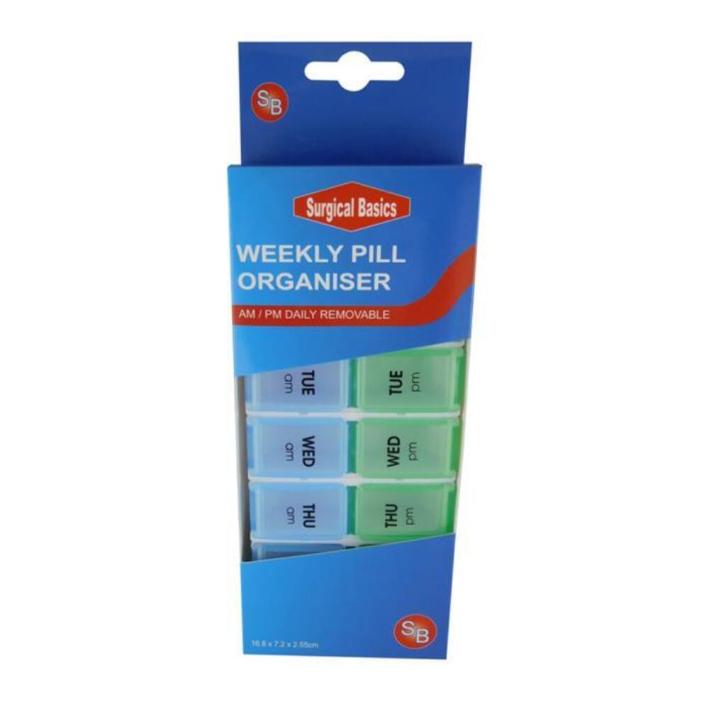 서지컬 베이식 필 박스 위클리 필 플래너 리모베이블 (2 퍼 데이 AM/PM) 스몰 (16.8 x x2.55cm), Surgical Basics Pill Box Weekly Pill Planner Removable (2 per day AM/PM) Small (16.8 x 7.2 x2.55cm)