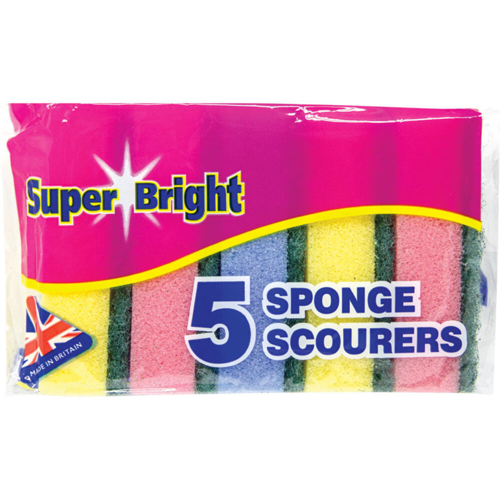 Super Bright Sponge Scourers 5 Pack