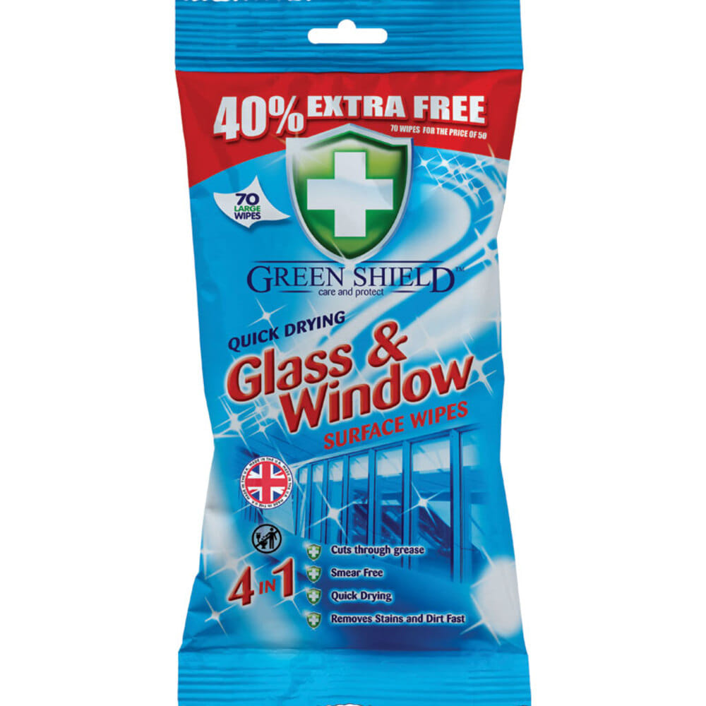 그린 실드 글라스 앤 윈도우 물티슈팩, Green Shield Glass and Window Wipes 70 Pack