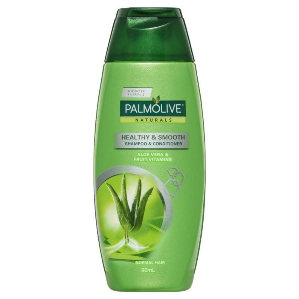 팔므올리브 내츄럴 헬씨 and 스무쓰 샴푸 and 헤어 컨디셔너 포 노멀 헤어 알로에 베라 and 프룻 비타민 90ml, Palmolive Naturals Healthy and Smooth Shampoo and Hair Conditioner for normal hair Aloe Vera and Fruit vitamins 90mL