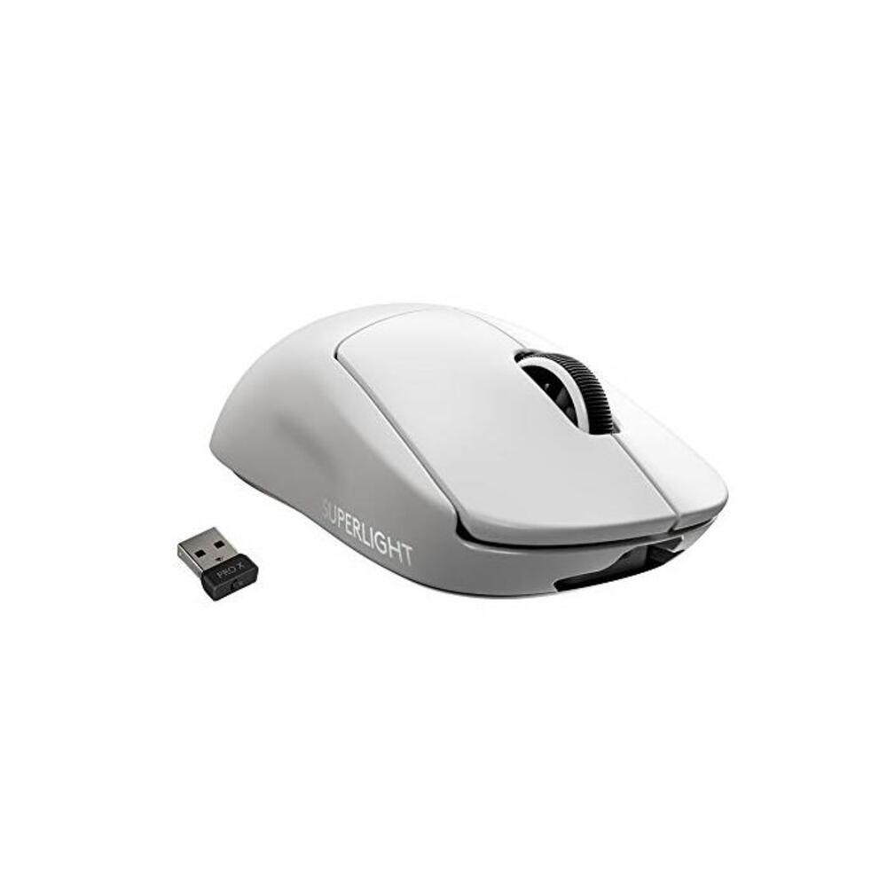 Logitech G Pro X Superlight Wireless Gaming Mouse, Hero 25K Sensor, Ultra-light with 63g, 5 Programmable Buttons, 70 hours Battery Life, Zero Additive PTFE Feet, PC/Mac - White B07W6J51XR