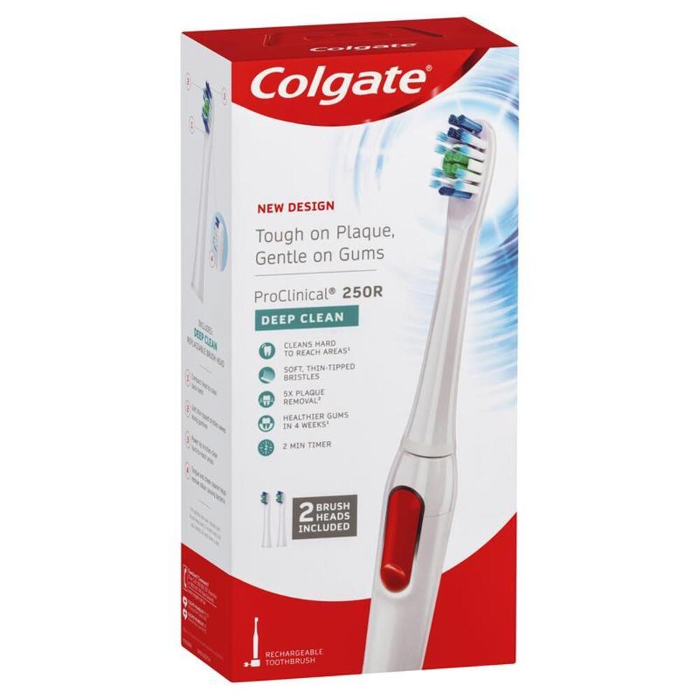 Colgate ProClinical 250R Deep Clean Rechargeable Electric Toothbrush with 2 Brush Heads