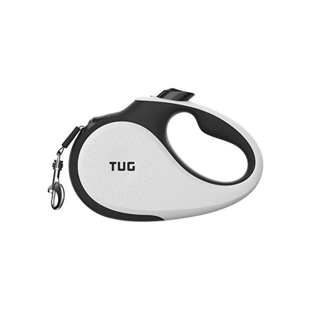 TUG Patented 360° Tangle-Free, Heavy Duty Retractable Dog Leash with Anti-Slip Handle; 16 Ft Strong Nylon Tape/Ribbon; One-Handed Brake, Pause, Lock (Small, White) B07DDK9M6M