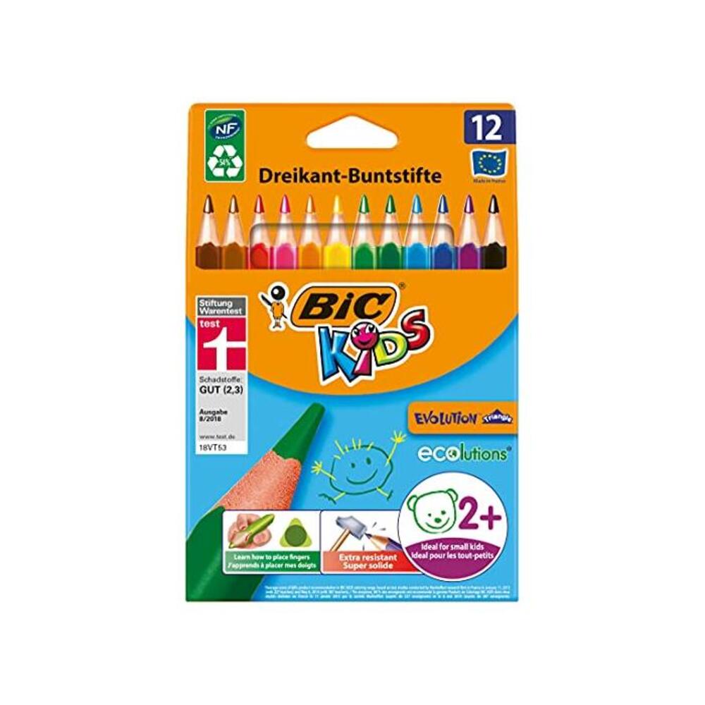 BIC 8297359 Kids Evolution Triangular Colouring Pencils - Assorted Colours, Pack of 12 B000KTB4UG