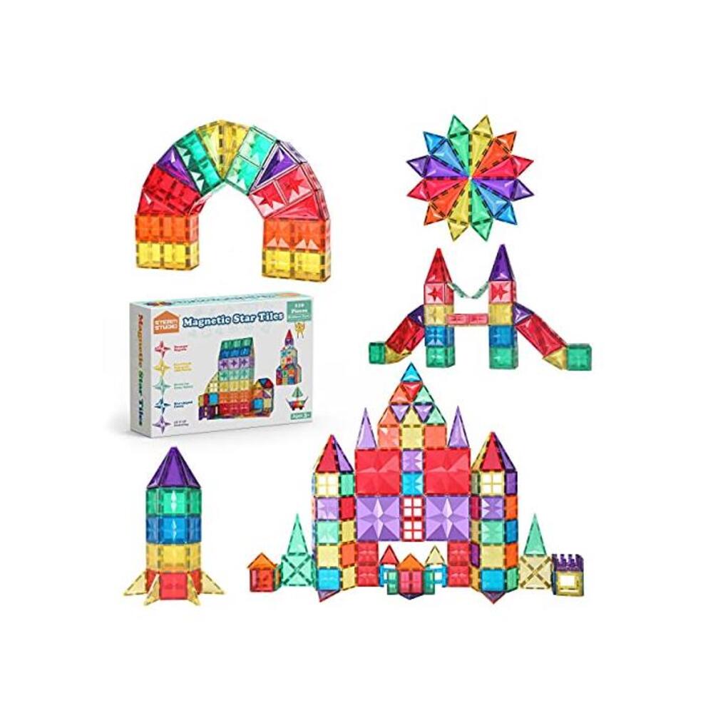 STEAM STUDIO 110pcs Premium Magnetic Tiles, Rainbow Colours, Rivets &amp; Large Strong Magnets, BPA Free Kids Toys, Building Blocks Toddler Toys for Boys Girls, Building &amp; Construction B091BY74M8