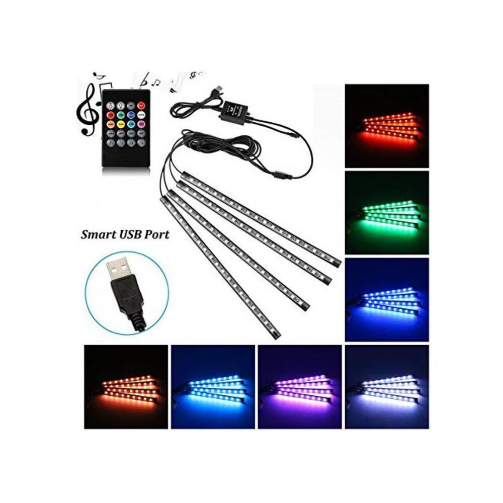 Car LED Strip Light, Uniwit 4 Pcs Multicolor Music Car Interior Atmosphere USB Lights for Car TV Home with Sound Active Function, Wireless Remote Control and Smart USB Port (8.85 I B07TDQ8SVP
