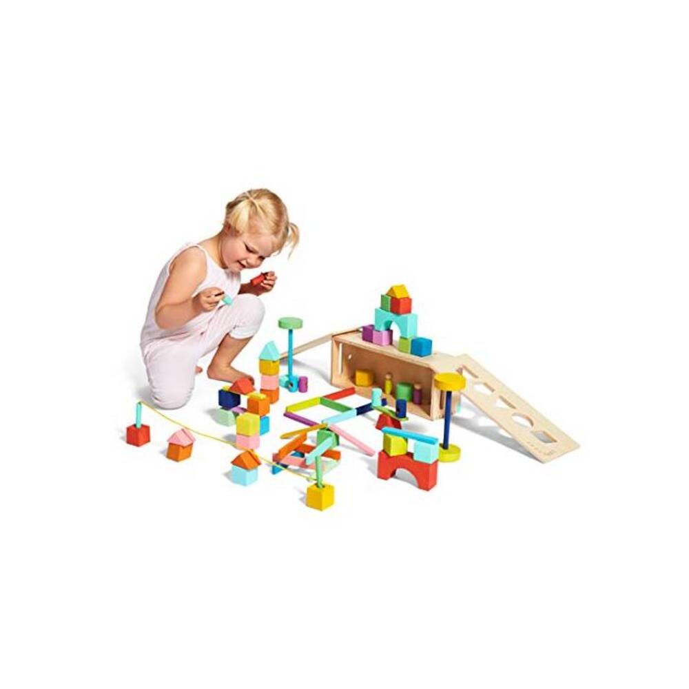 The Block Set by Lovevery – Solid Wood Building Blocks and Shapes + Wooden Storage Box, 70 Pieces, 18 Colors, 20+ Activities, Multi (9000005) B07XV7YTJX