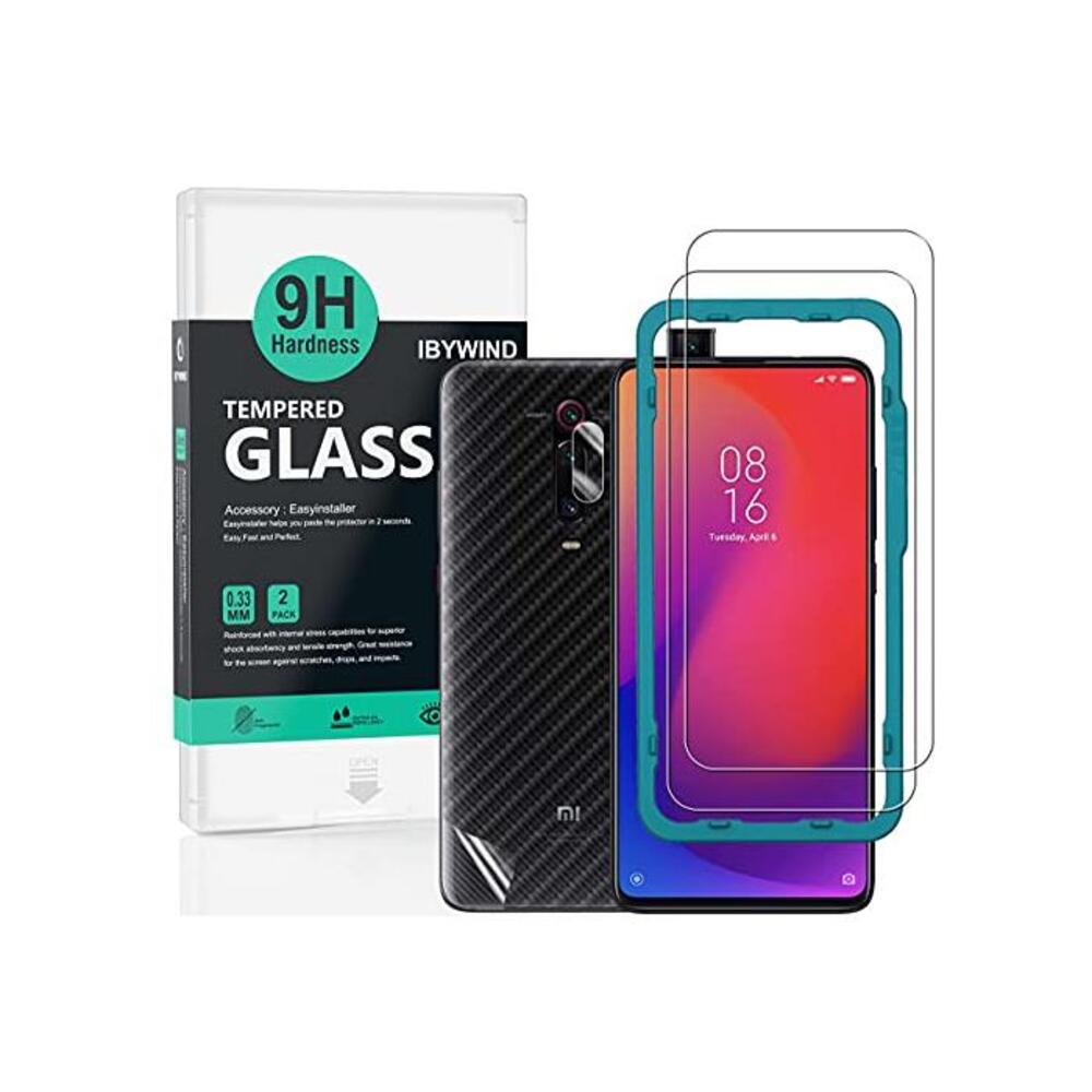 Ibywind Screen Protetor for Xiaomi Mi 9T / Mi 9T Pro/Redmi K20 / Redmi K20 Pro [Pack of 2] with Camera Lens Tempered Glass Protector,Back Carbon Fiber Skin Protector,Including Easy B07T9GZLR5