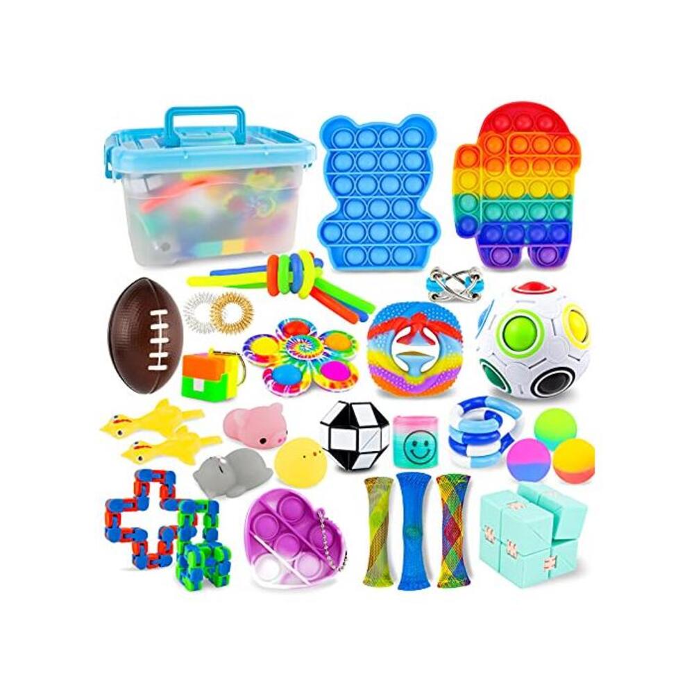 YOLOMOON Sensory Fidget Toys Set, 32Pcs Fidget Pack Cheap, Fidget Toy Pack with Storage Box, Stress Relief and Anti-Anxiety Fidget Toy for Kids Adults, Gifts for Boys Girls Birthda B099S9LTBD