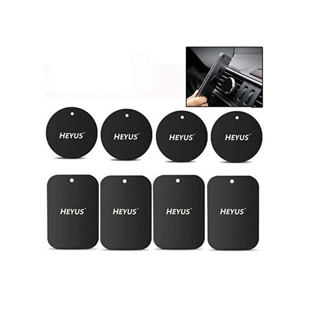 HEYUS [8 Pack] Mount Metal Plate Replacement for Phone Magnet, Metal Disc with Adhesive for Magnetic Phone Car Mount Holder 4 Rectangle and 4 Round Black B07S1NG6KQ