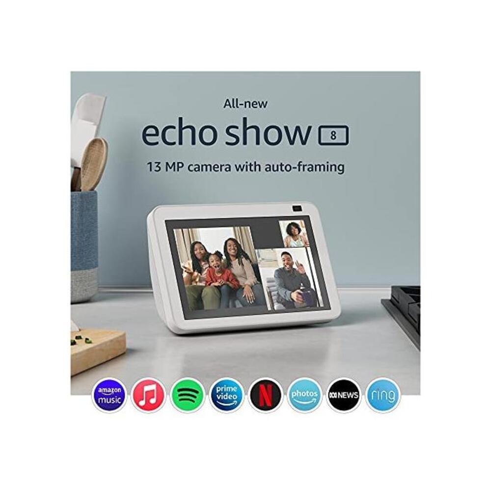 All-new Echo Show 8 (2nd Gen, 2021 release) HD smart display with Alexa and 13 MP camera Glacier White B084TNSDHN