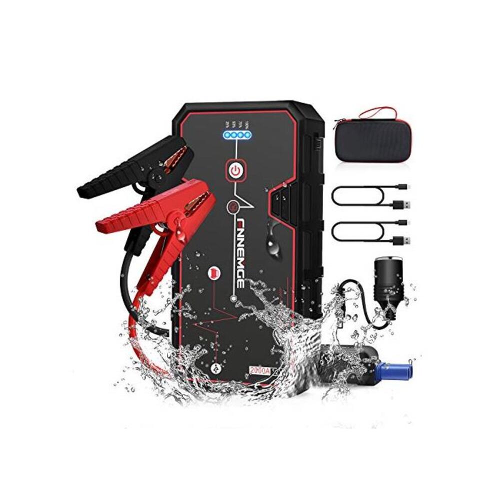 FNNMEGE 2000A Peak 21800mAh 12V Super Safe Car Jump Starter with USB Quick Charge 3.0 (Up to 8.0L Gas or 6.5L Diesel Engine) Pack Type-C Portable Phone Charger 24-Month Warranty B088TP1FPW