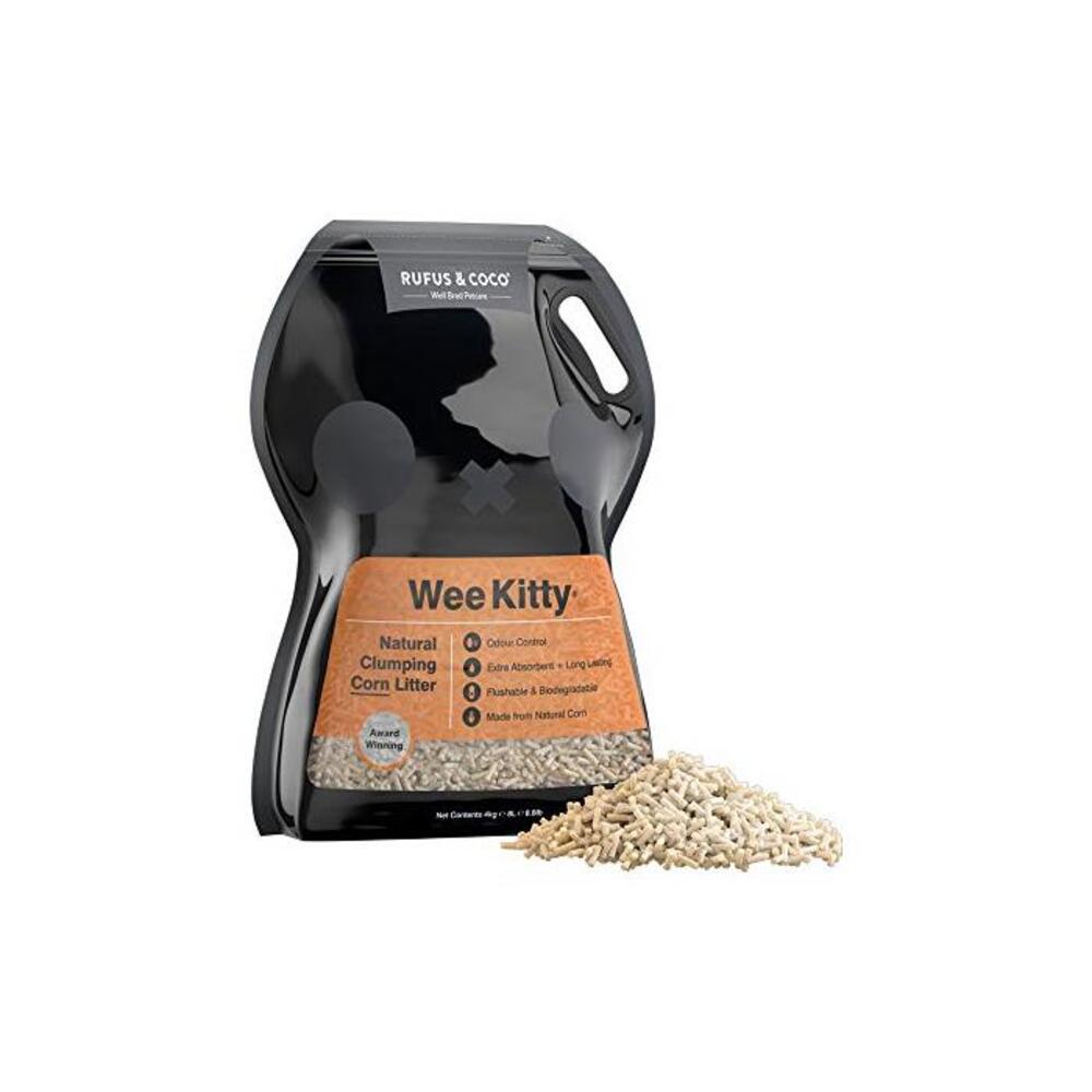 Rufus &amp; Coco Wee Kitty Clumping Corn Cat Litter Natural Flushable Low Tracking Biodegradable Pellets 4kg bag B01F1VLVZU