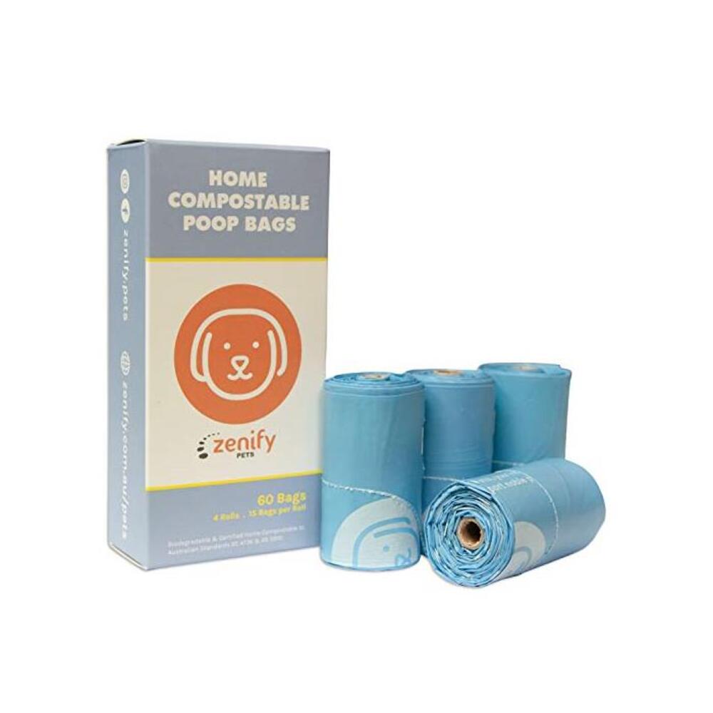 Zenify Pets Compostable Dog Poo Bags (60 Bags) - Certified Compostable Biodegradable Waste - Australian Owned B08973KTY3