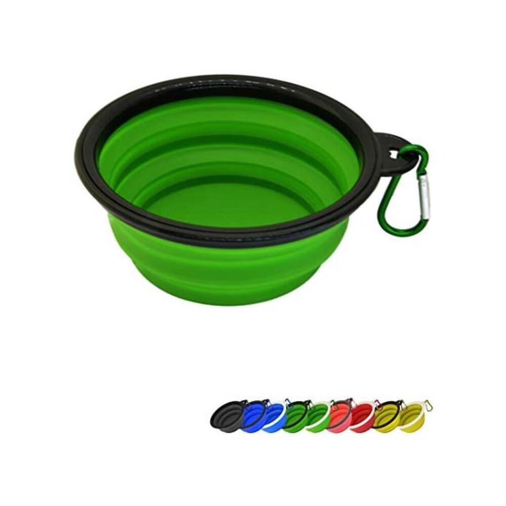 Zenify Dog Bowl - 400ml Collapsible Foldable Food and Water Feeder Dish - Portable Travel Leash Lead Slim Accessories for Training Pets Puppy Dogs (5 inches / 12.7 cm) (Green/Black B07F5ZXBH9