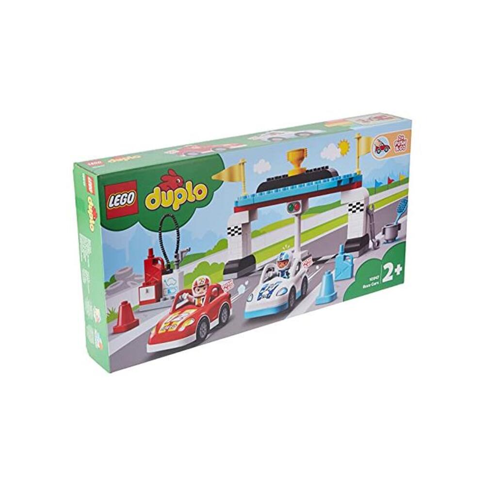 LEGO 레고 10947 듀플로 DUPLO 타운 Race Cars 토이 for Toddlers 2 + Years Old, Push and Go Racer Vehicles Set for Preschool Kids B08WWXD9X2
