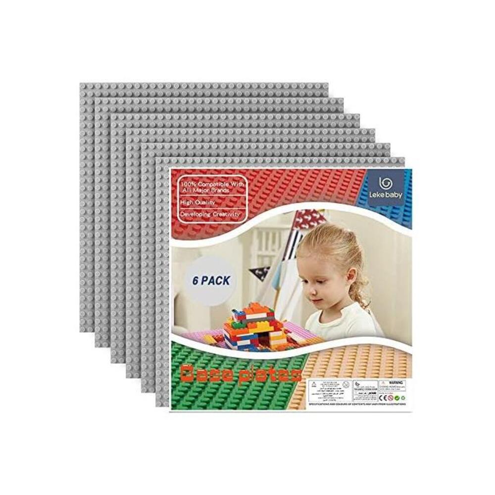Lekebaby Baseplate 10x10 Classic Building Board Large Base Plates 100% Compatible with All Major Brands, 6 Pack, Grey B0876W5RPS