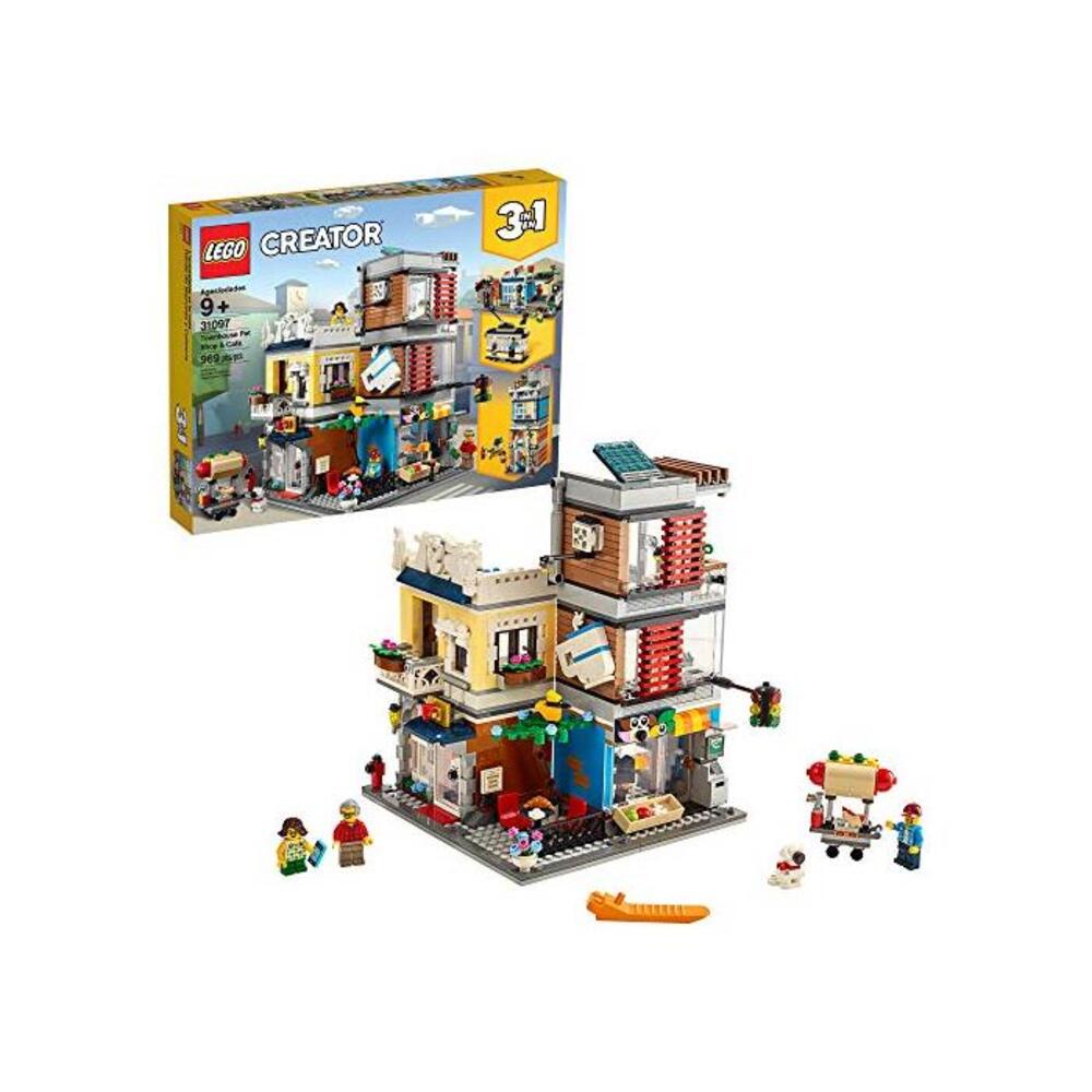 LEGO 레고 크리에이터 3 in 1 타운house Pet Shop &amp; Café 31097 토이 Store 빌딩 Set with Bank, 타운 Playset with a 토이 Tram, 애니멀 Figures and 미니피규어s (969 Pieces) B07QQ39VMY