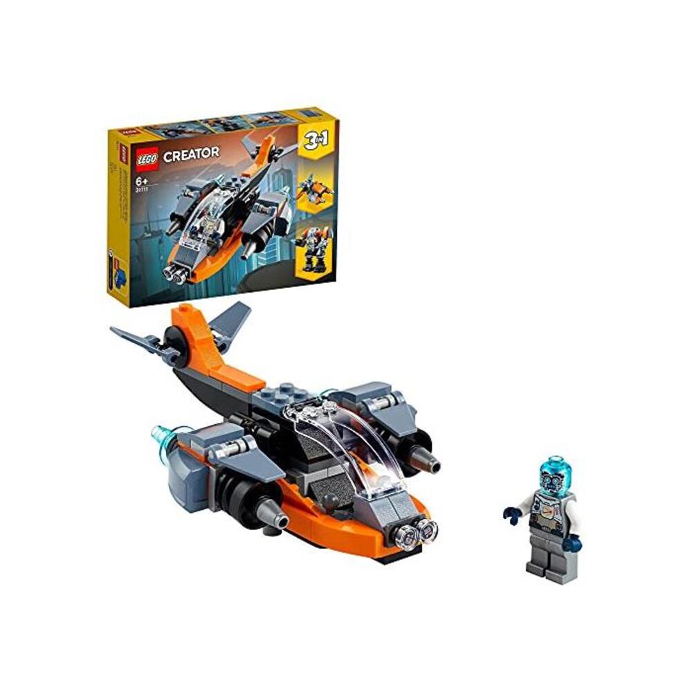 LEGO 레고 31111 크리에이터 3 in 1 Cyber Drone 빌딩 Set with Cyber Mech and Scooter, 스페이스 토이s for Kids 6 Years Old B08G4MH27V