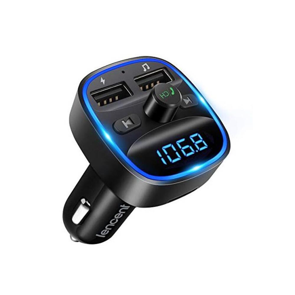 LENCENT FM Transmitter, Bluetooth FM Transmitter Wireless Radio Adapter Car Kit with Dual USB Charging Car Charger MP3 Player Support TF Card &amp; USB Disk B07VFT4D6B