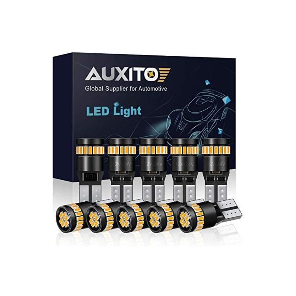 AUXITO 194 LED Light Bulb,Super Bright Amber Yellow 168 2825 W5W T10 Wedge 24-SMD 3014 Chipsets LED Replacement Bulbs for Car Dome Map License Plate Lights (Pack of 10) B074M64S4W