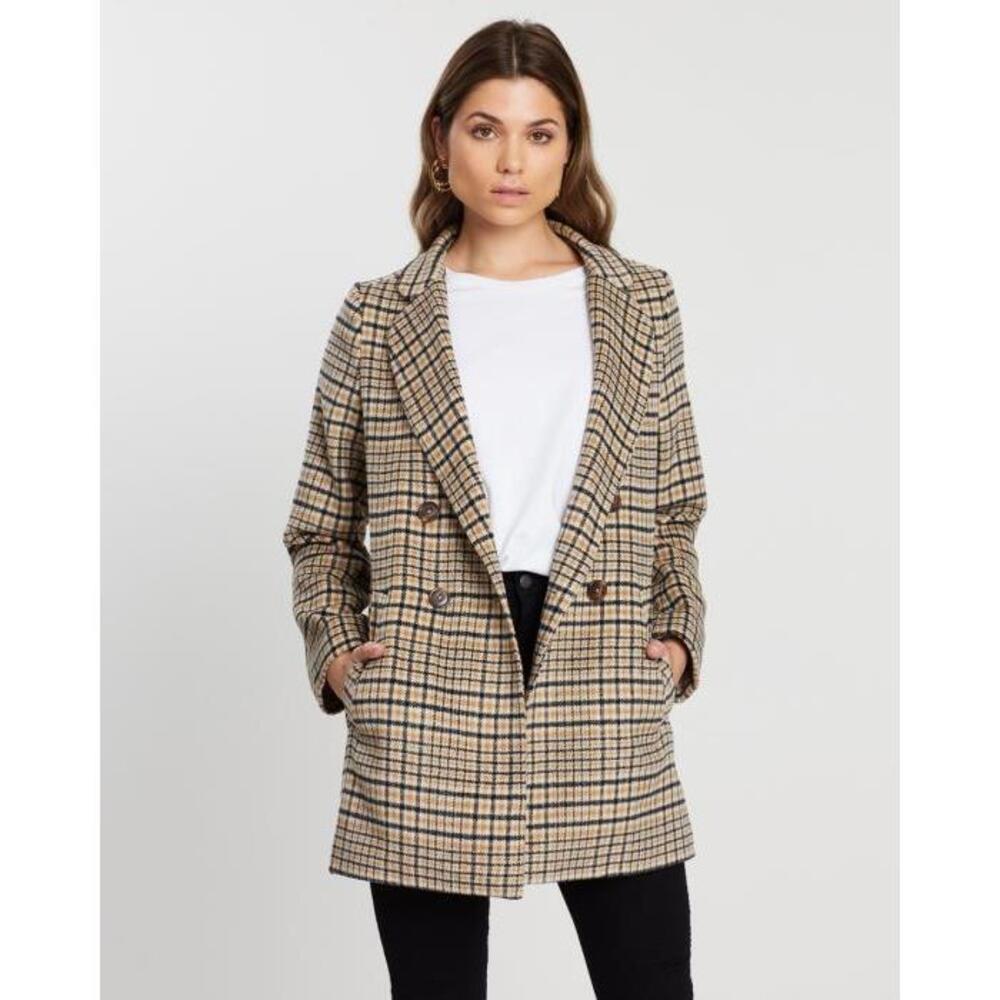 Atmos&amp;Here Check Wool Blend Coat AT049AA41ROO