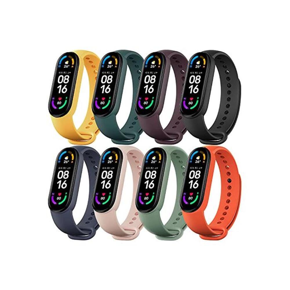 Monuary 8 Pieces Straps Compatible with Xiaomi Mi Band 5 / Amazfit Band 5, Silicone Replacement Watch Colourful Bracelet Strap for Xiaomi Mi Band 5 / Amazfit Band 5 B08DK8BPM7