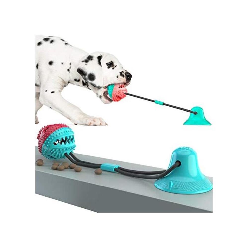 Dog Chew Suction Cup Tug of War Toy Multifunction Interactive Pet Aggressive Chewers Rope Puzzle Toothbrush Molar Bite Squeaky Toys Ball with Teeth Cleaning and Food Dispensing Fea B08PT972KG