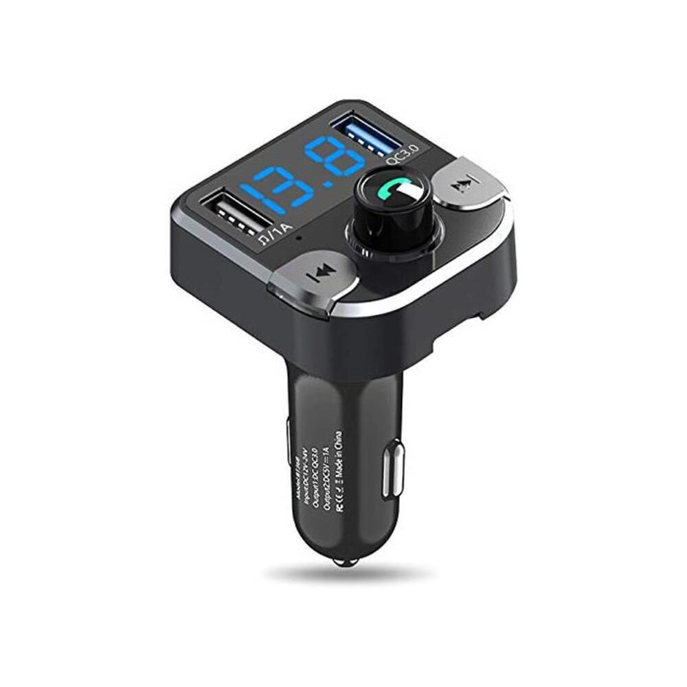 Bluetooth 5.0 FM Transmitter for Car, QC3.0 Fast Charger Wireless Bluetooth Audio Radio Adapter Music Player Car Kit with Hands-Free Calling, 2 USB Ports,Support USB Drive TF Card B08VH87ZV5