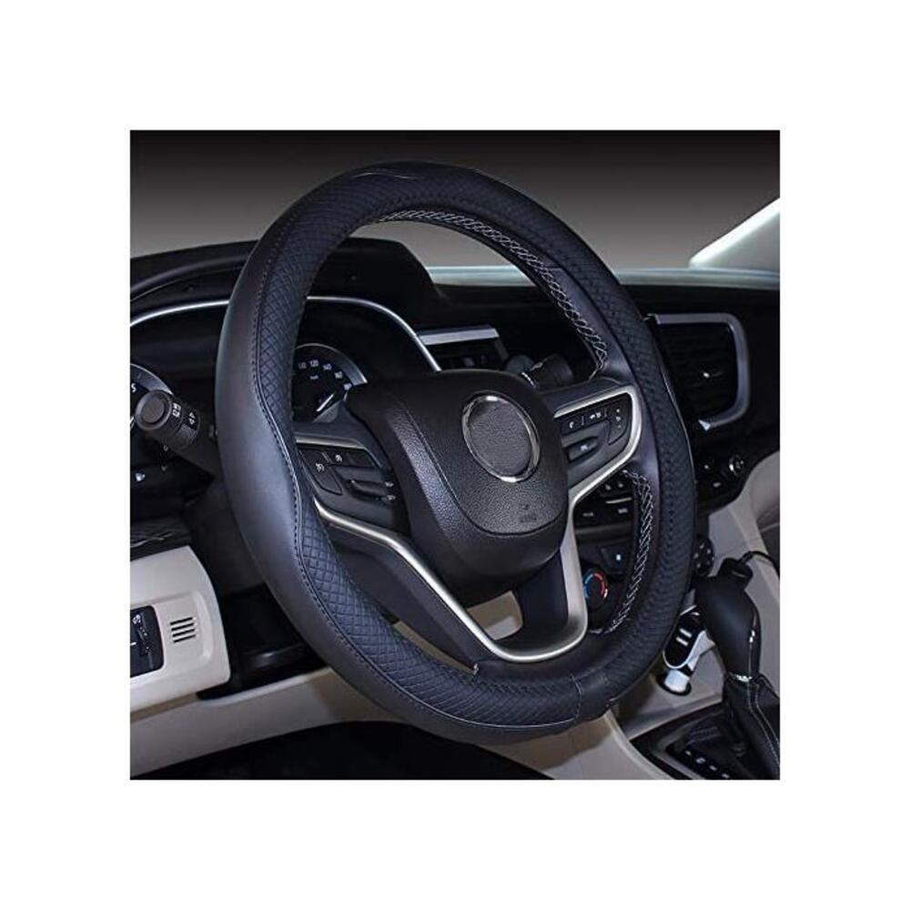 2019 New Microfiber Leather Car Large and Small Steering wheel Cover 14-14.25 Black B07PVFBY7W