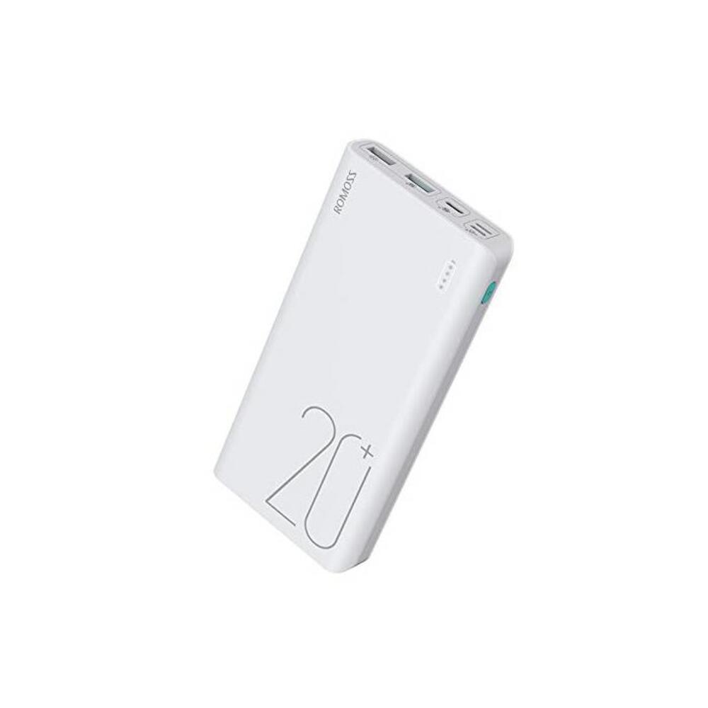 20000mAh Power Bank, ROMOSS Sense 6 Plus Portable Charger External Batteries with 18W QC 3.0 PD and LED Indicator Compatible with iPhone, iPad, Samsung Galaxy and More, White B07B8XCK6D
