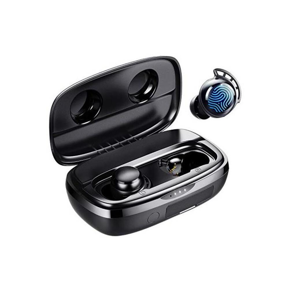 Wireless Earbuds, Tribit 100H Playtime Bluetooth 5.0 IPX8 Waterproof Touch Control Ture Wireless Bluetooth Earbuds with Mic Earphones in-Ear Deep Bass Built-in Mic Bluetooth Headph B096NGF12Y