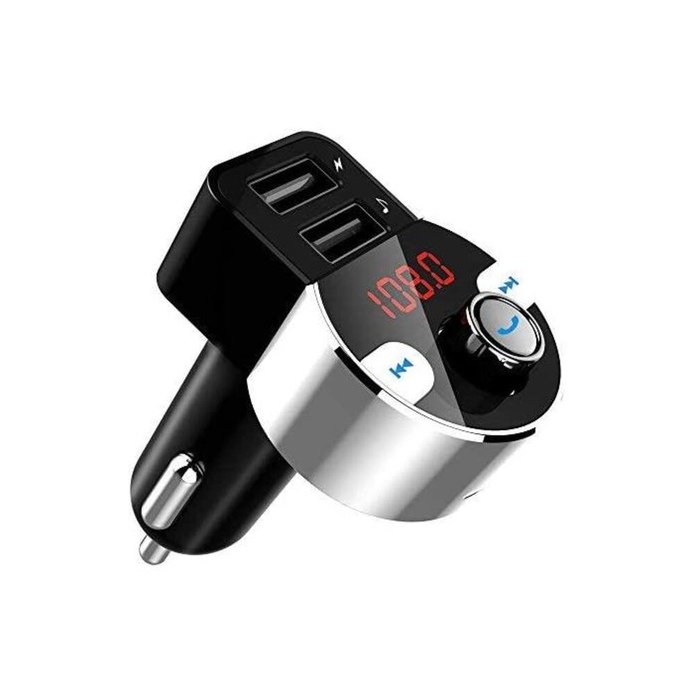 FirstE Bluetooth FM Transmitter Car FM Bluetooth Transmitter Hands Free Car Kit, Wireless Bluetooth Radio Adapter MP3 Music Receiver with Dual USB Car Charger Supports USB Flash Dr B07BK4J27P