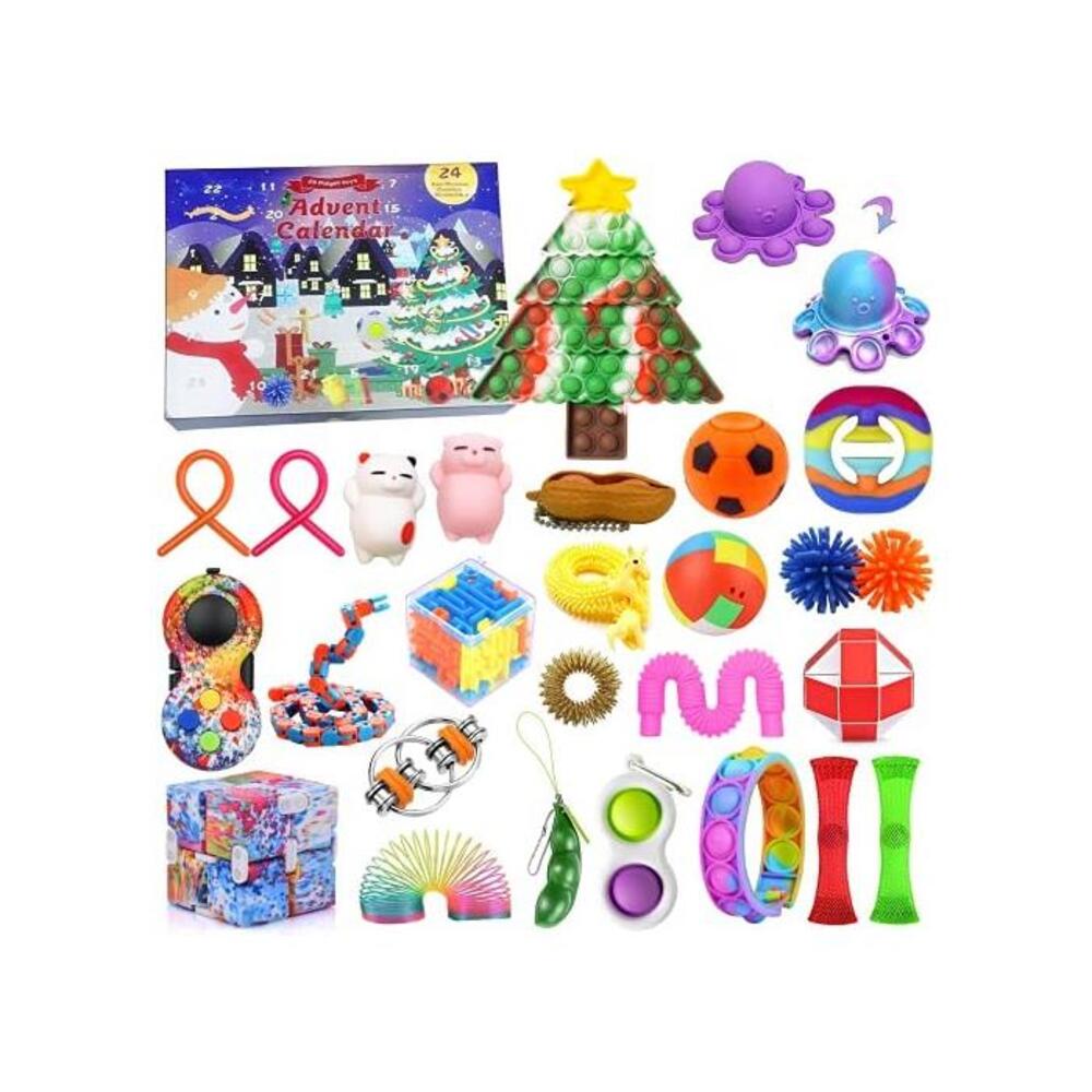 Christmas Gift Fidget Toys 24 Days Countdown Advent Calendar with 27PCS Pressure-Relief Fidget Toys Pack, Sensory Fidget Toy Pack with Storage Box, Stress Relief and Anti-Anxiety s B09GVG816Q