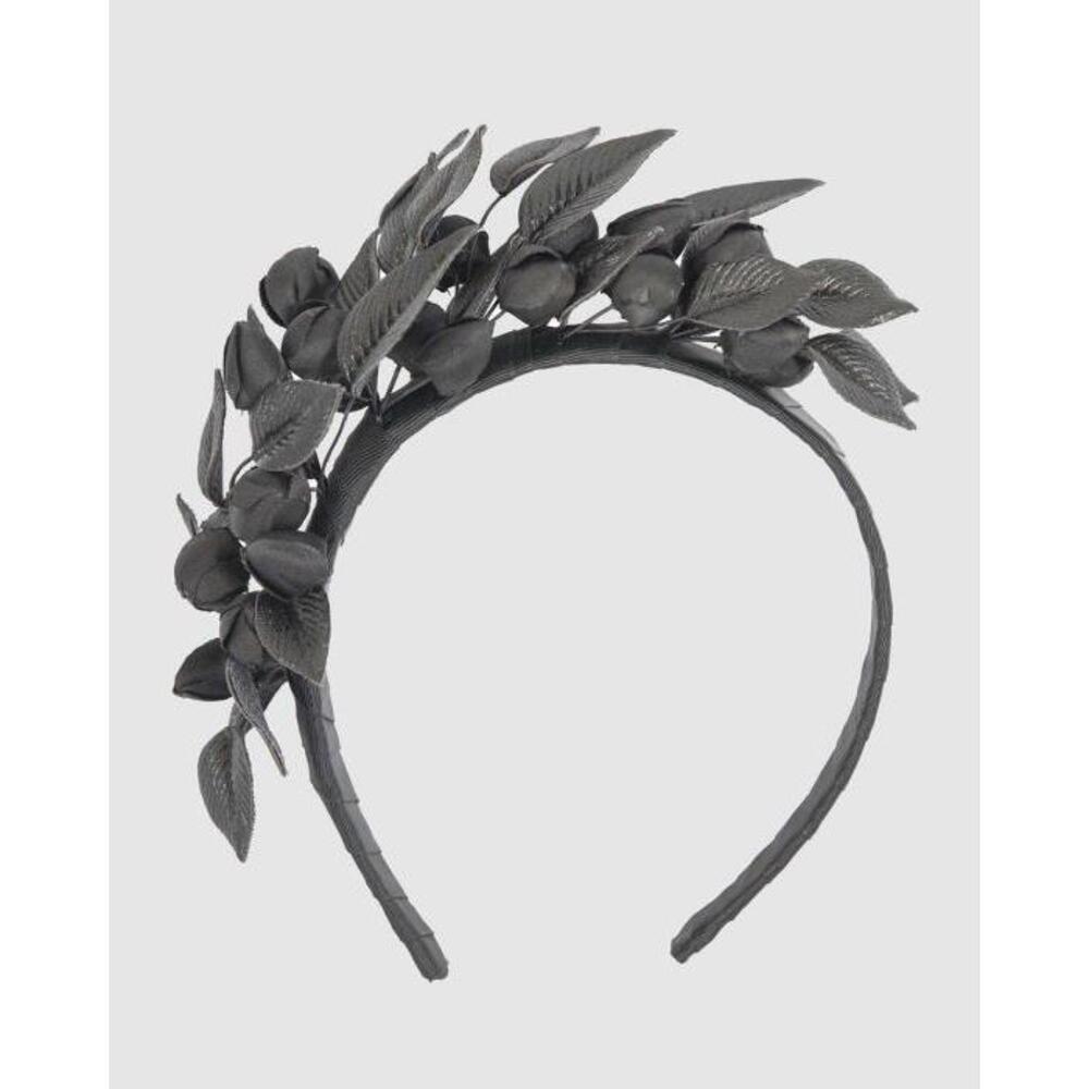 Max Alexander Black Leather Flowers Headband MA718AC11HYU