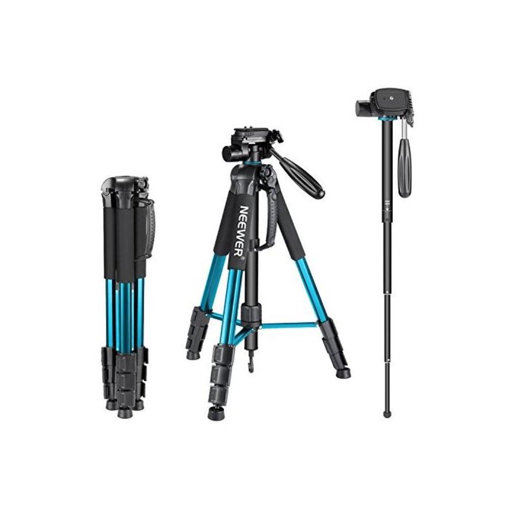 Neewer Portable 70 inches/177 Centimeters Aluminum Alloy Camera Tripod Monopod with 3-Way Swivel Pan Head,Bag for DSLR Camera,DV Video Camcorder,Load up to 8.8 pounds/4 kilograms B B0742B7M54