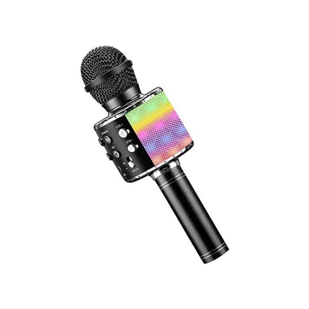 Wireless Bluetooth Karaoke Microphone with controllable LED Lights, Xkey 4 in 1 Portable Karaoke Machine Speaker for Android/iPhone/PC, Best Gifts Toys for Girls &amp; Boys (Black) B08NJB2QQM