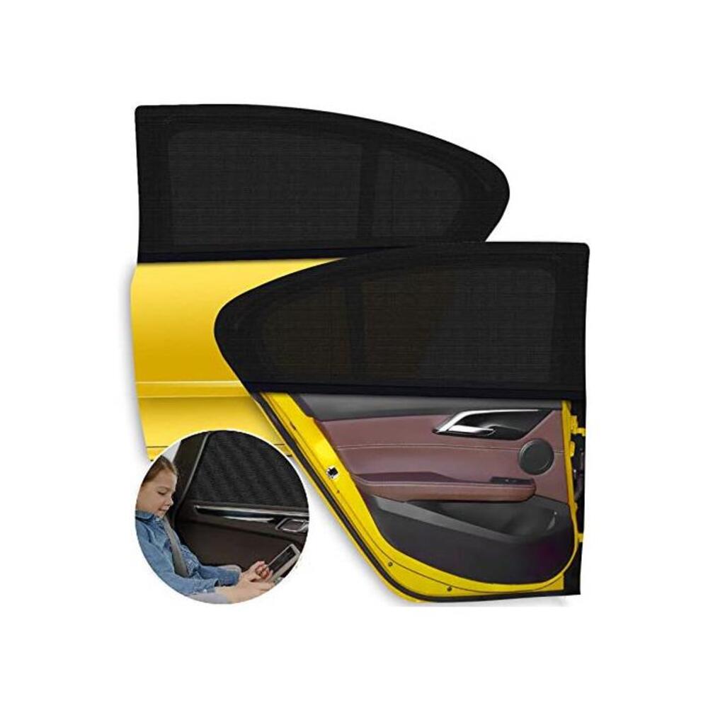 Car Window Sun Shade 2 Packs,【2020 Upgrade Version】 Breathable Elastic Mesh Car Rear Side Window Shade－Universal Fit for Most of Cars－Protect Kids Pet from The Sun－Cover Full Windo B083DDNS1Q