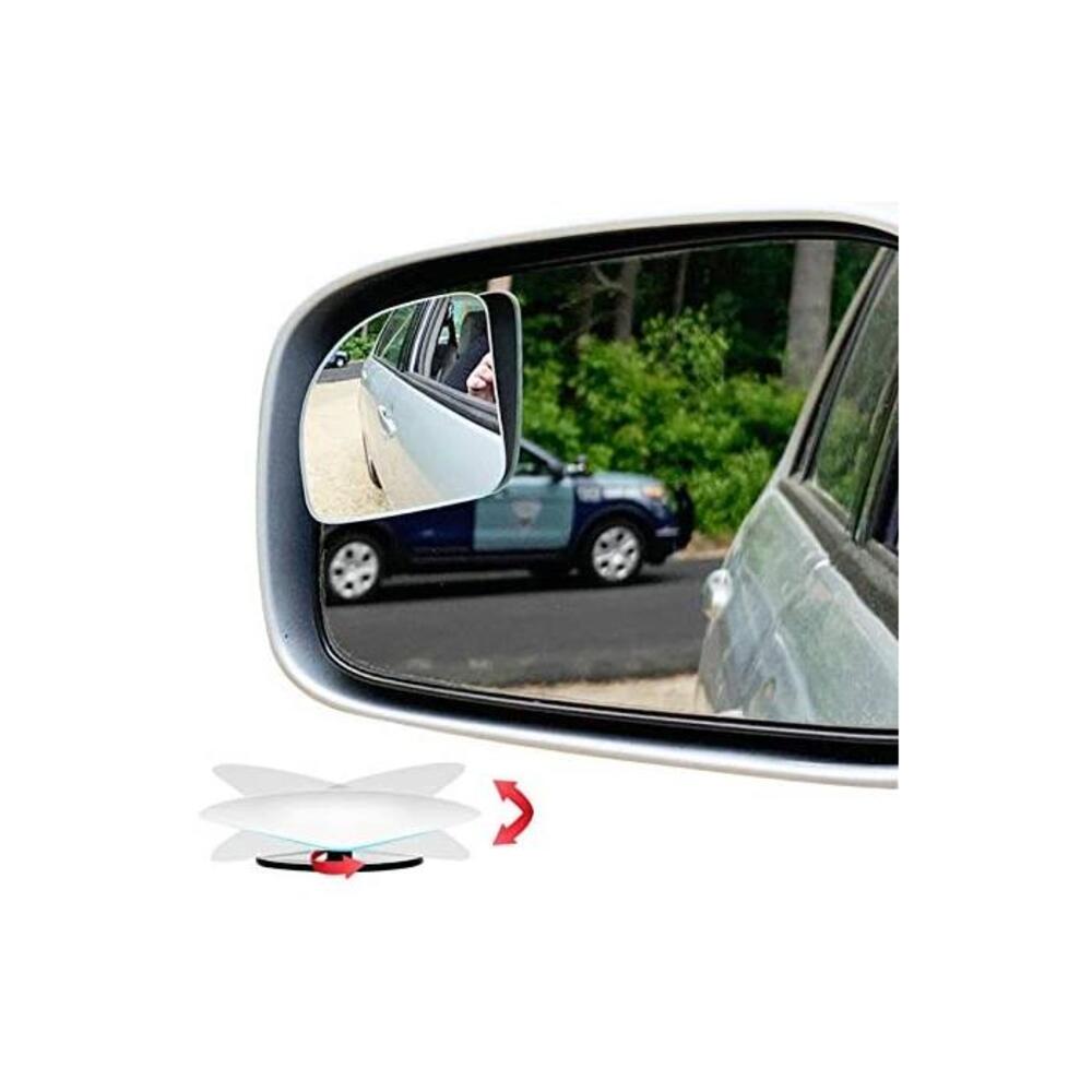 Ampper Fan Shape Blind Spot Mirror, HD Glass Frameless Stick on Adjustabe Few Convex Wide Angle Rear View Mirror for Car Blind Spot, Pack of 2 B082TTWGDT
