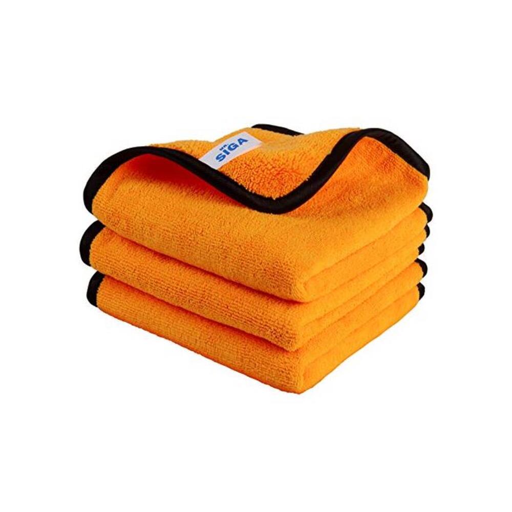 MR.SIGA Professional Premium Microfiber Towels for Household Cleaning, Dual-Sided Car Washing and Detailing Towels, Gold, 15.7 x 23.6 inch, 3 Pack B08PBYXD6N