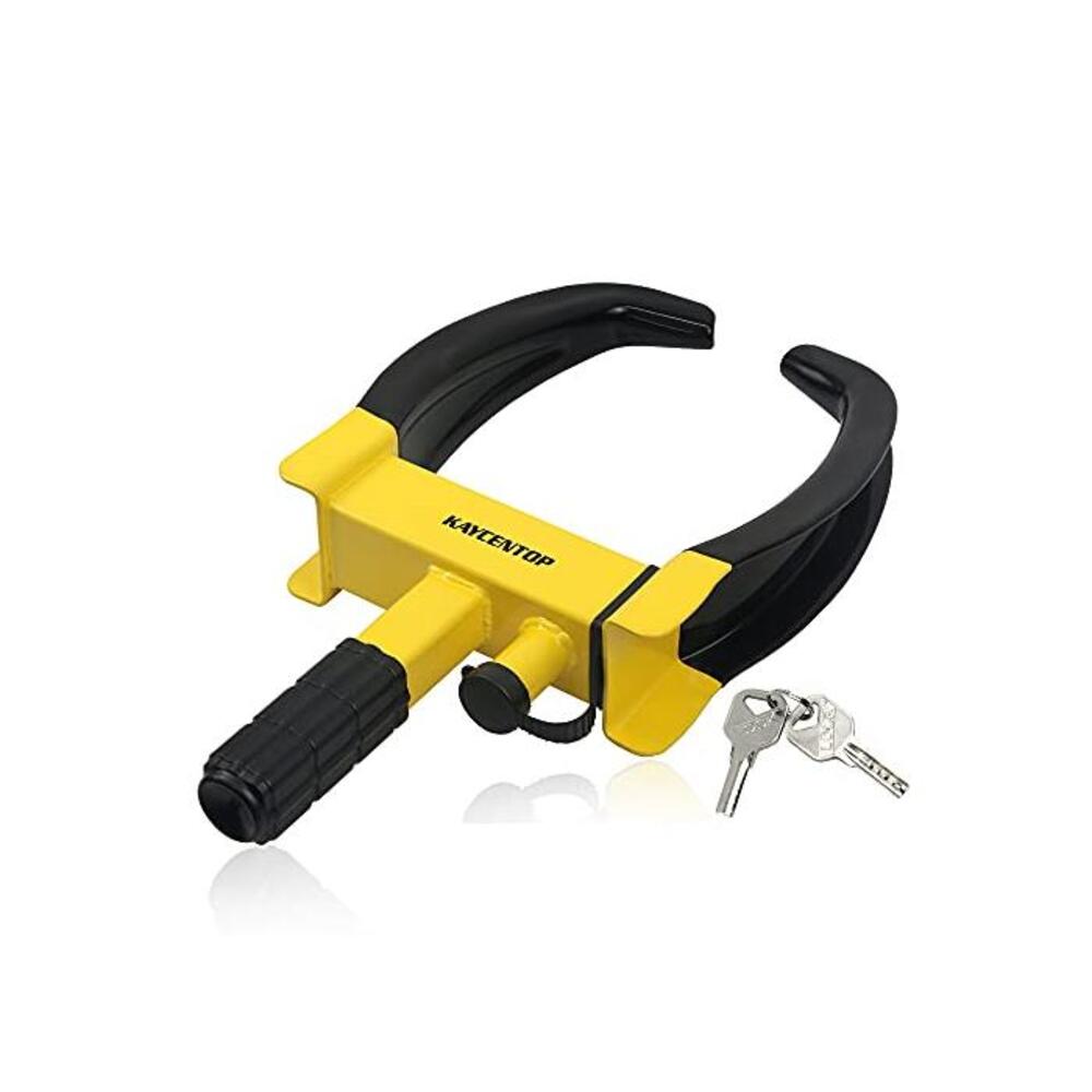 Wheel Clamp Lock Universal Security Tire Lock Anti Theft Lock Max 10 Tire Width and 7 Reach for Trailers SUV Boats ATVs Motorcycles Golf Cart Bright Yellow/Black 2 Keys B087M6NLZ3