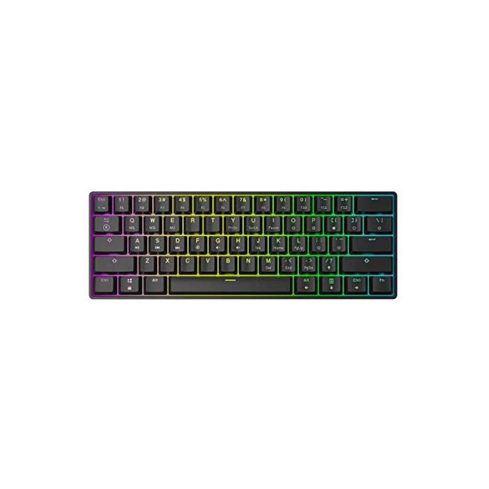 GK61 Mechanical Gaming Keyboard - 61 Keys Multi Color RGB Illuminated LED Backlit Wired Gaming Keyboard, Waterproof Programmable, for PC/Mac Gamer, Typist (Gateron Optical Black, B B07TH7SN8M