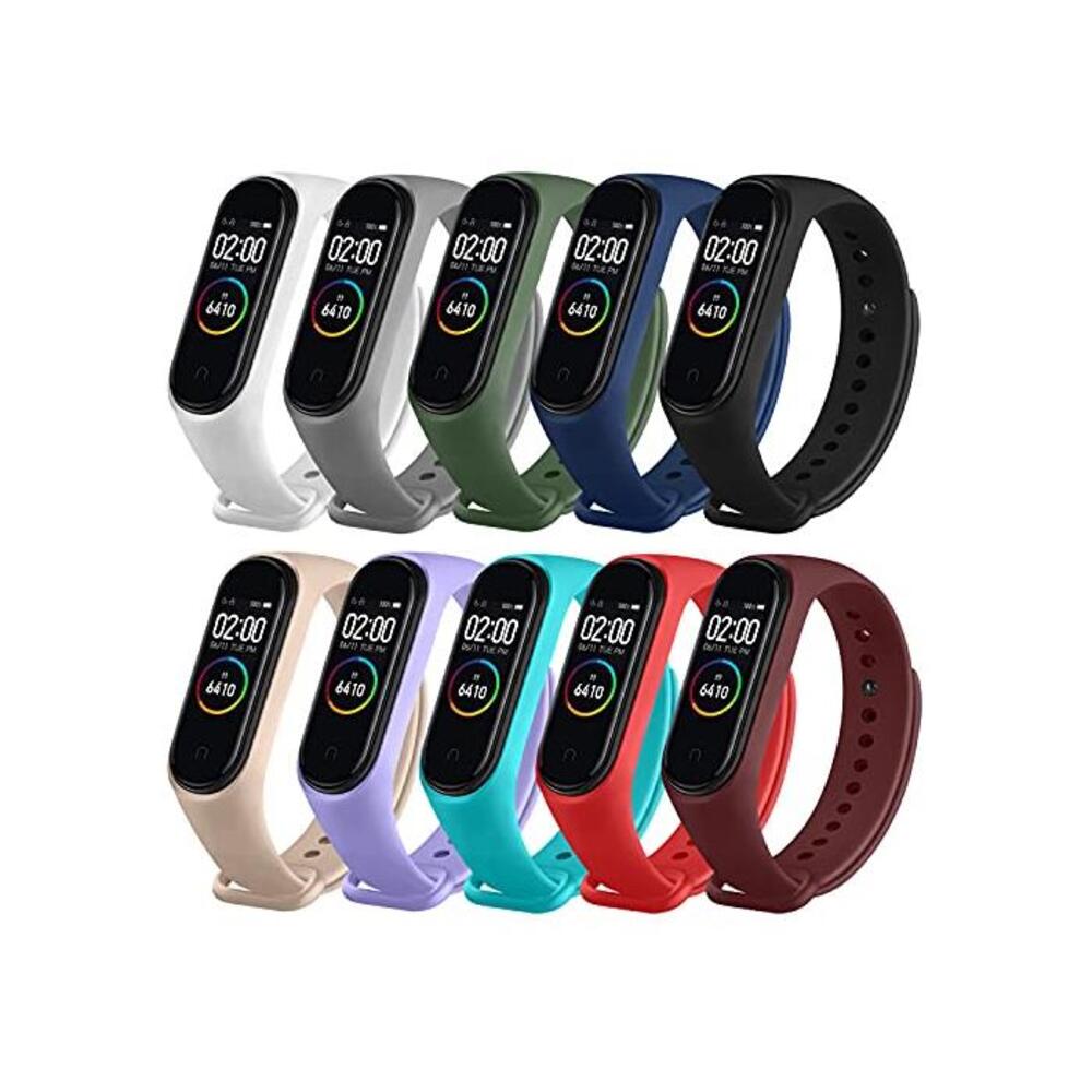 10 Pack Sport Bands for Xiaomi Mi Band 4 Bands &amp; Xiaomi Mi Band 3 Bands, Soft Silicone Replacement Straps for Xiaomi Mi Band 4 / 3 Fitness Tracke Women Men B091YPPP6B