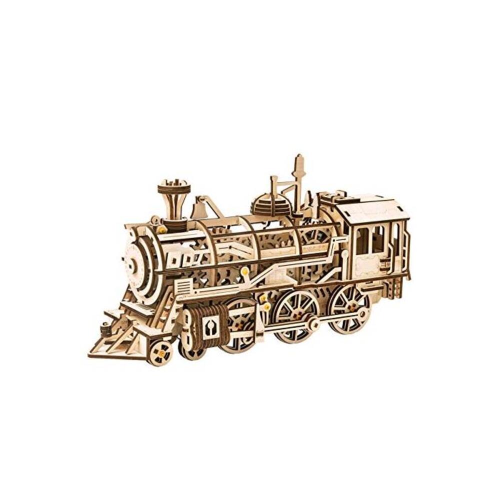 ROBOTIME Clockwork Gear Drive Locomotive 3D Wooden Model Building Kits Toys Hobbies Children Adult B07NMGPCLG