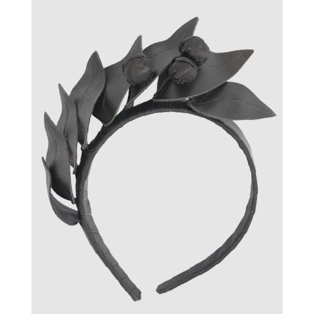 Max Alexander Black Leather Flowers Headband MA718AC42DOB