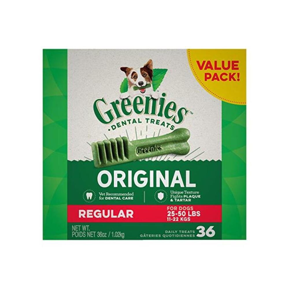 Greenies Original Regular Dental Dog Treat, 1kg (36 treats), Adult, Small/Medium/Large B006W6YHHI