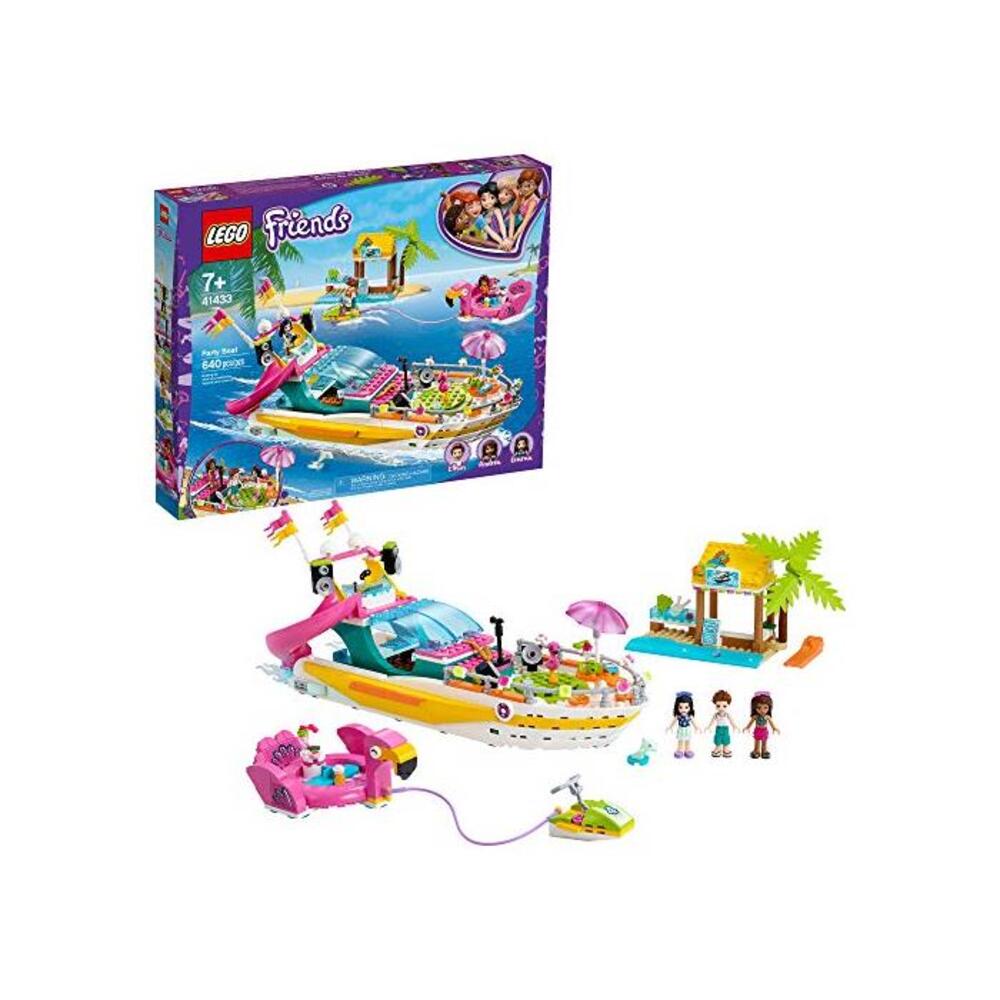 LEGO 레고 프렌즈 P아트y Boat 41433 Including LEGO 레고 프렌즈 Emma, Andrea and Ethan Mini-Doll Figures, 비치 Store and Flamingo P아트y Boat, Great Summer 토이 for Kids (640 Pieces) B0858KY3BX