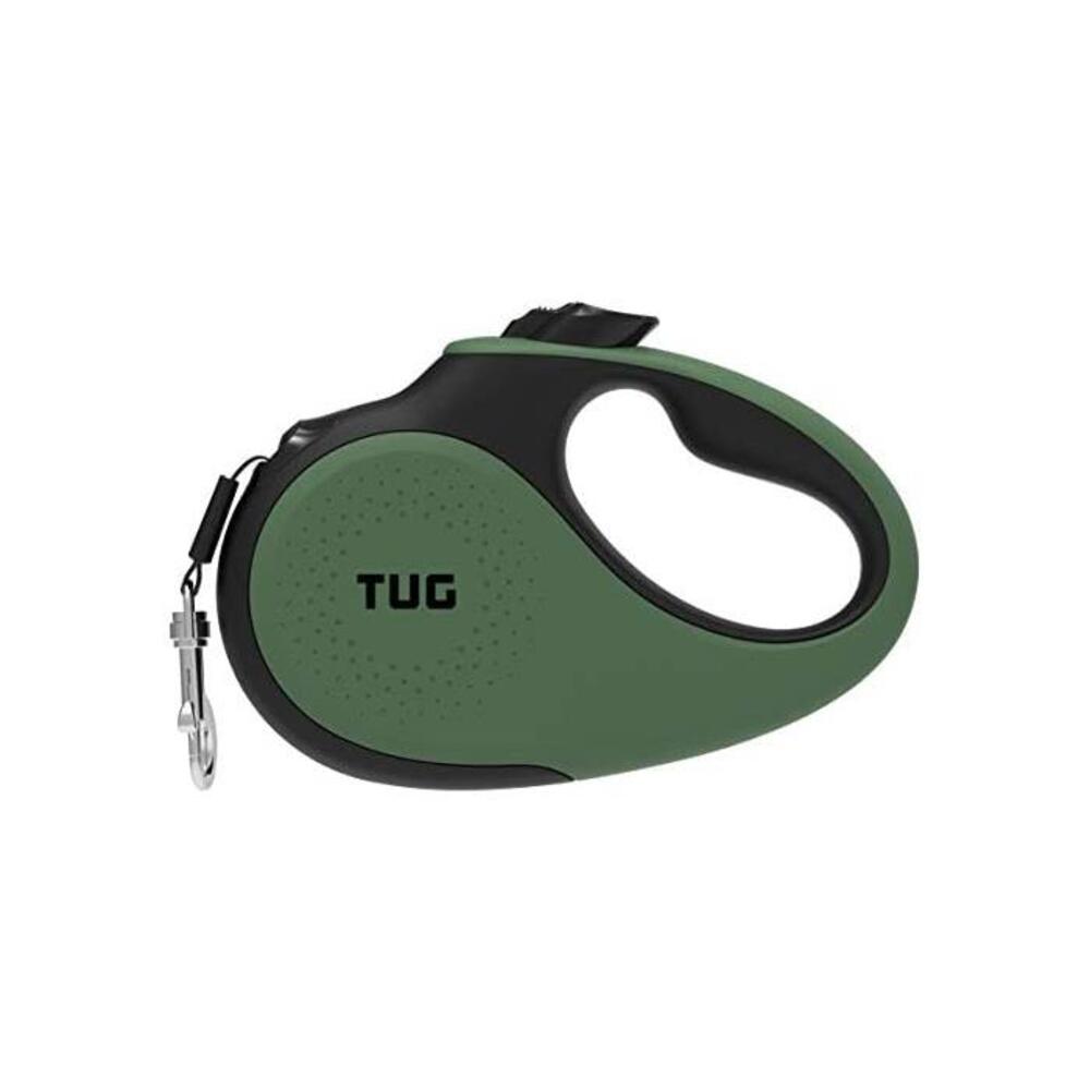 TUG 360° Tangle-Free, Heavy Duty Retractable Dog Leash for Up to 33 lb Dogs; 16 ft Strong Nylon Tape/Ribbon; One-Handed Brake, Pause, Lock (Small, Green) B089DBKSZ4